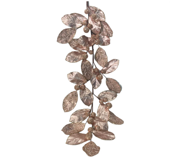 50" Garland Rosegold Icy Magnolia Leaf Ball