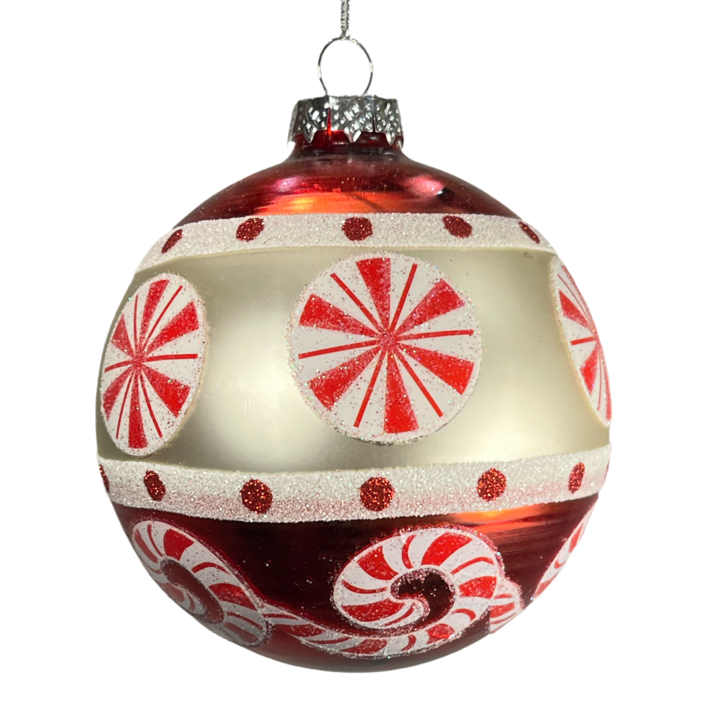 4" Peppermint Glass Ornament