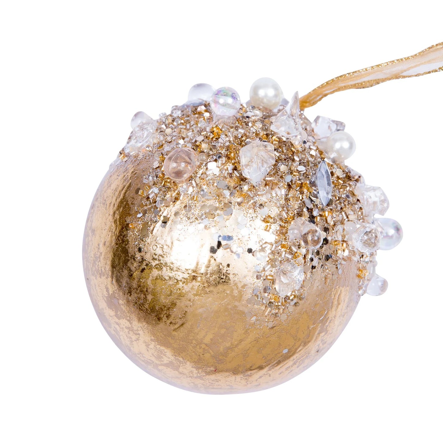 5" Gold Dazzling Bejeweled Ball Ornament