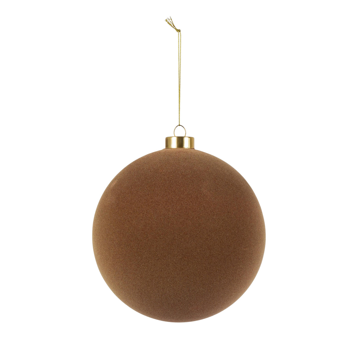 Chestnut brown velvet ball ornament with a soft finish, 6 inch.
