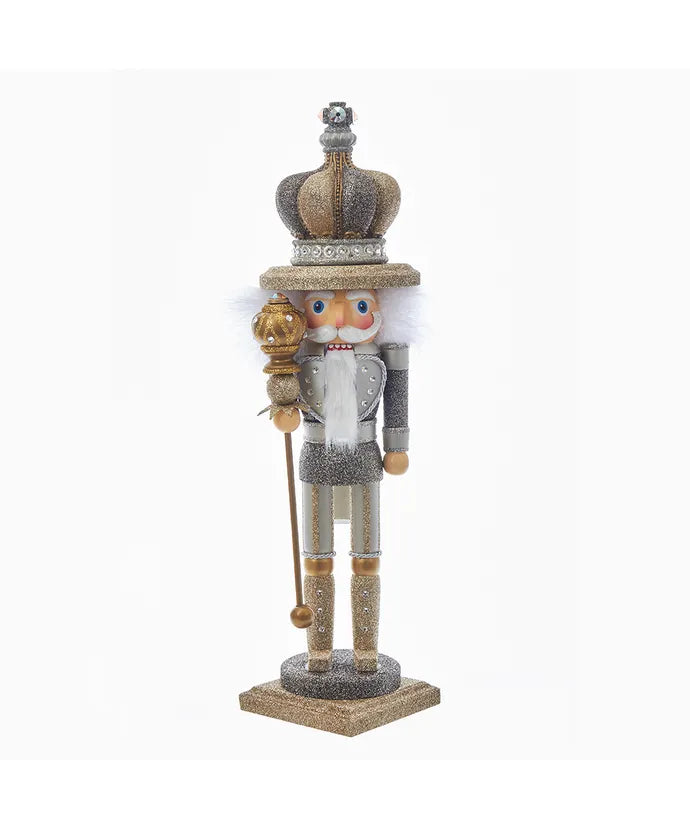 18" Nutcracker Swarovski Platinum Gold