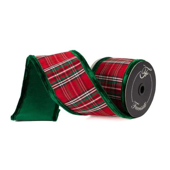 4”x10Y Emerald Plaid Angsley Manor Ribbon