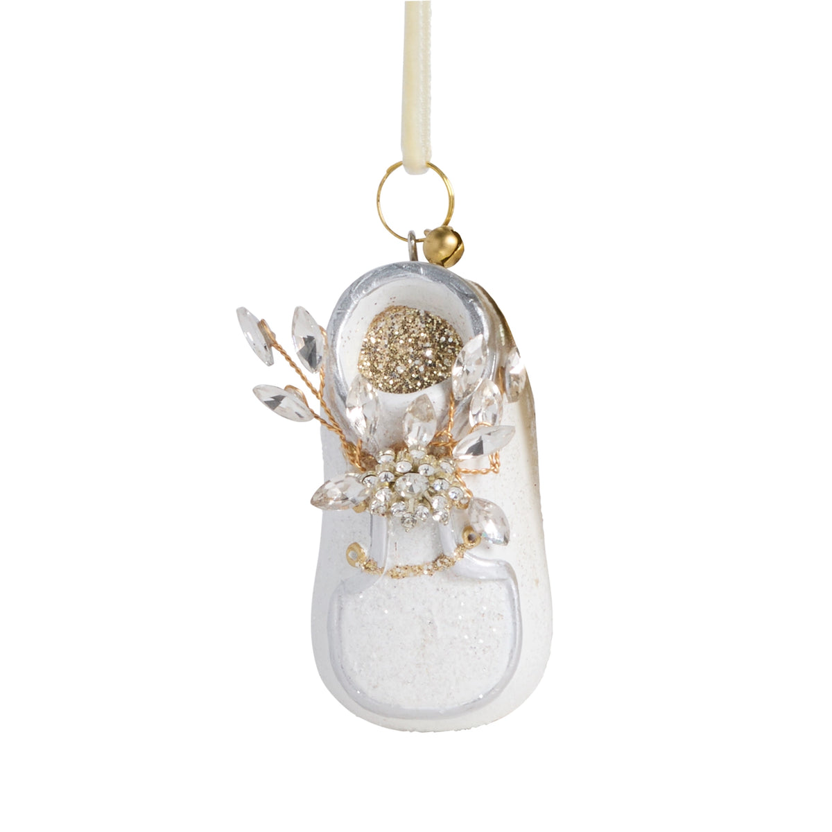 2.5” Welcome Little One Baby Booties Glitter Ornament