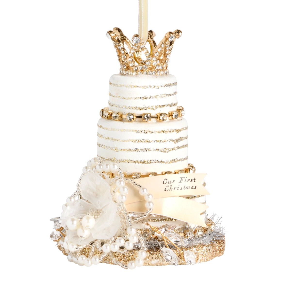 4” Wedding Cake Our First Christmas Glitter Ornament
