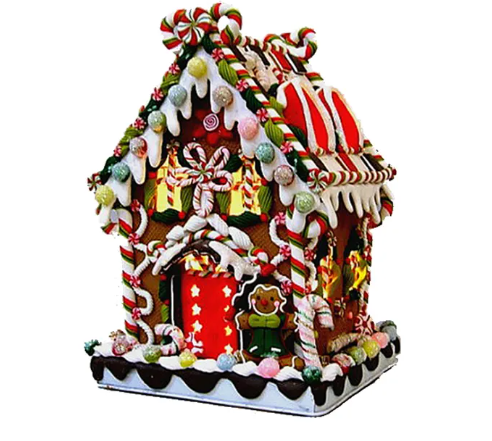 8" Gingerbread House Candy Lighted