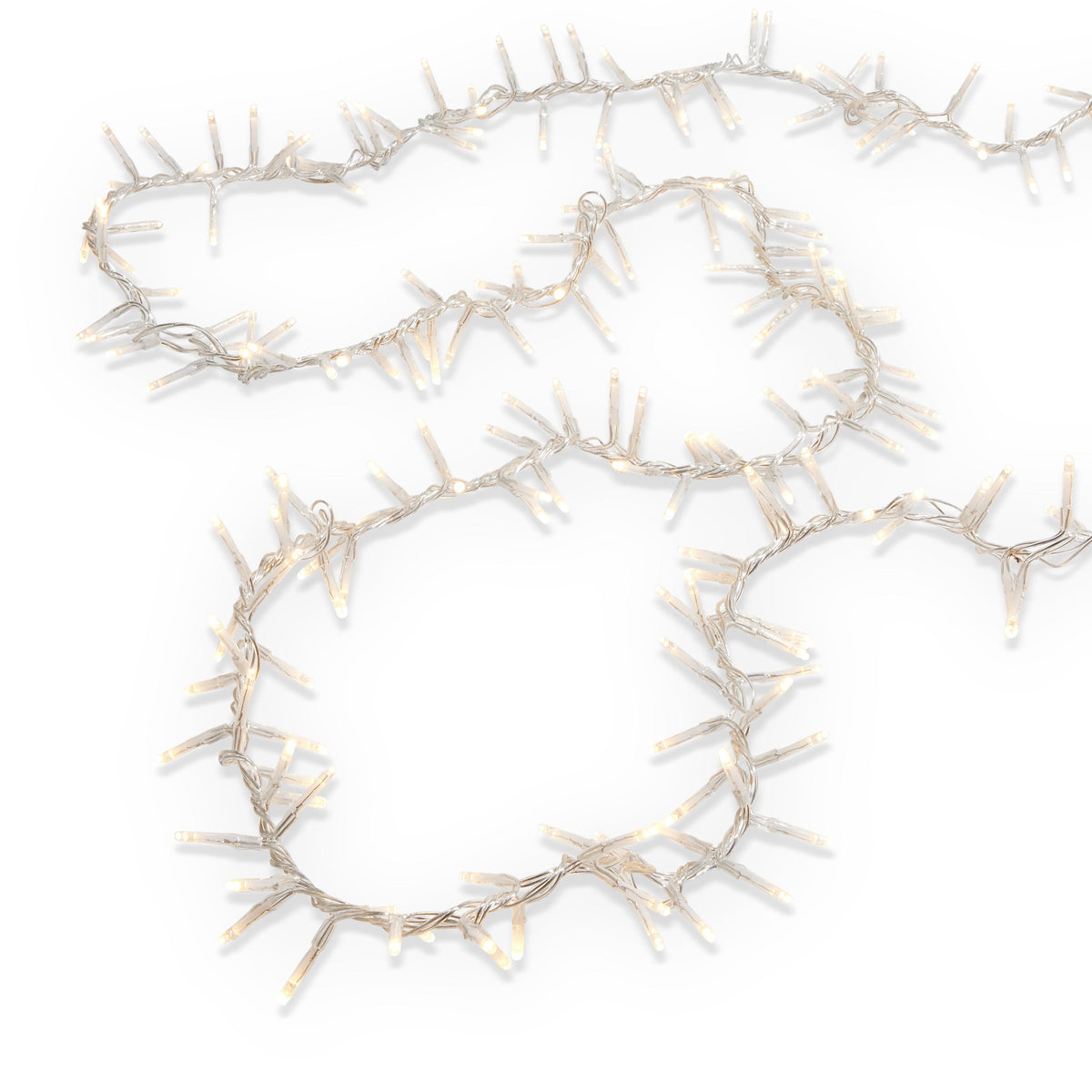 40' 1K White LED Clear Wire Connectable Cluster Garland