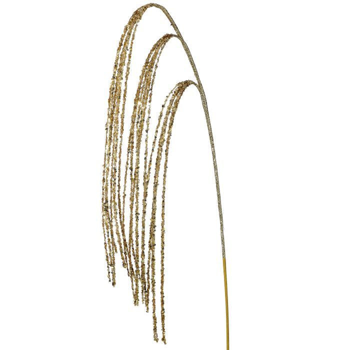 Gold rain spray with fine falling strands.