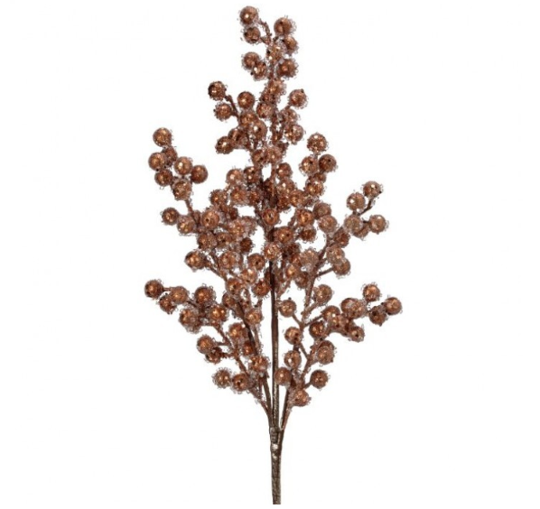 27" Beaded Iced Berry Brown Spray