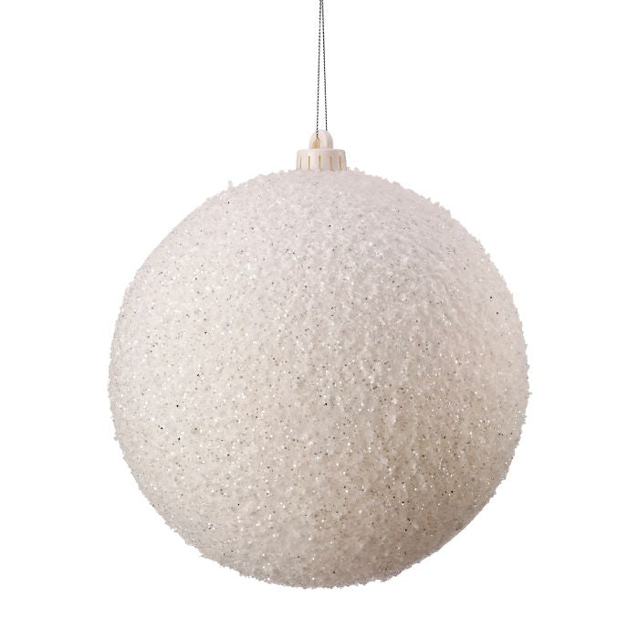 White snowball ornament with a snowy texture, 200mm.