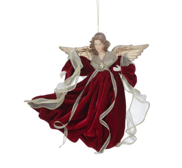 10" Angel Gilded Flying Red Gold