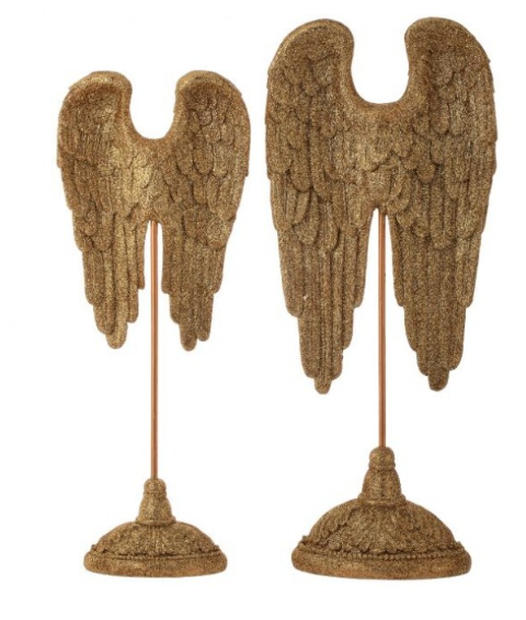 Set/2 14-17" Gold Angel Wings on Stand