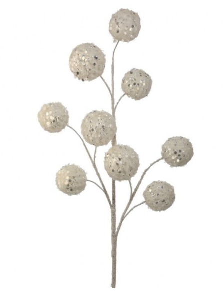 30" Jewel Ball Spray Glittered White