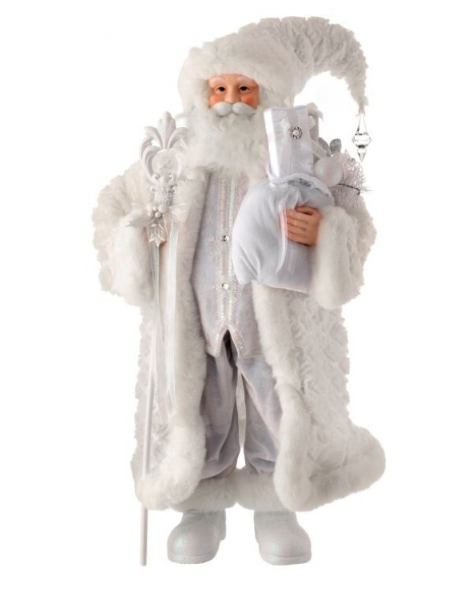 36" Santa w/ Gift Sack & Staff White Winter