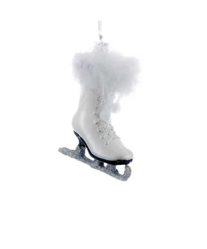 4" White Fuzzy Iceskate