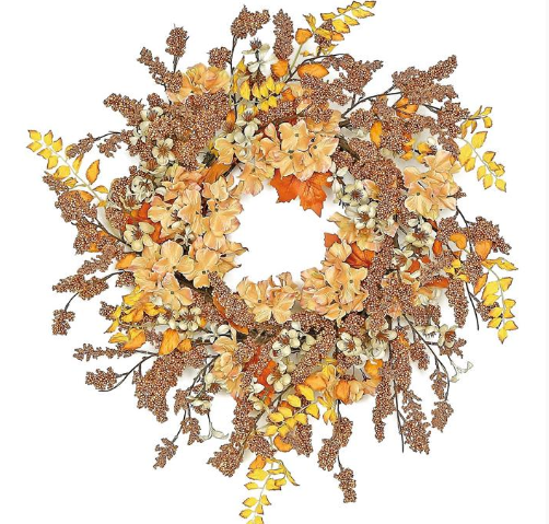 23" Wreath Berry & Hydrangea Beige Gold