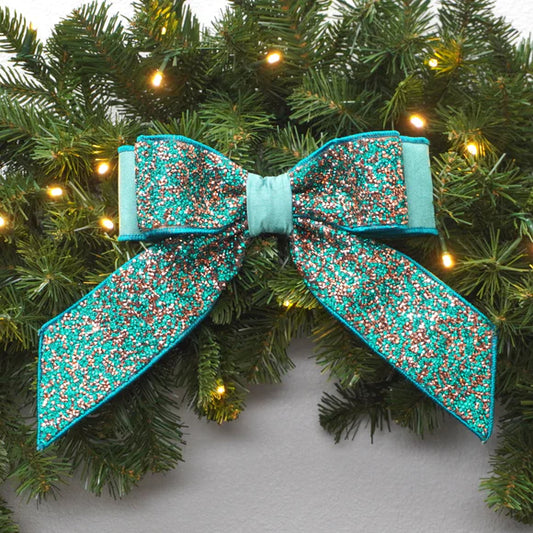 9"x8" Teal Crystal Bow