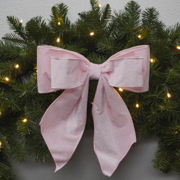 11"x9" Baby Pink Christmas Curls Bow