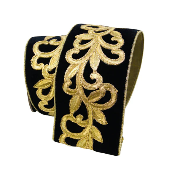 4"x5Y Black Royal Embroidery Ribbon