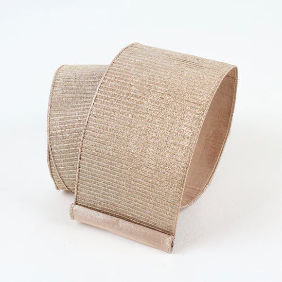4"x10Y Rose Gold Pleated Metallic Ribbon