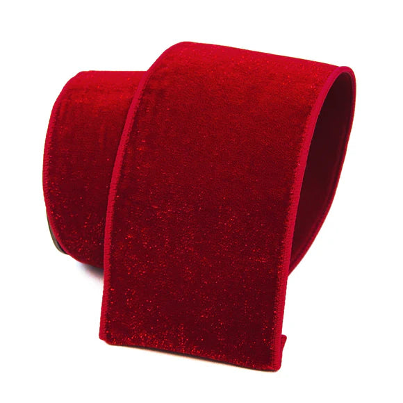 4"x10Y Red Velvet Diamond Dust Ribbon