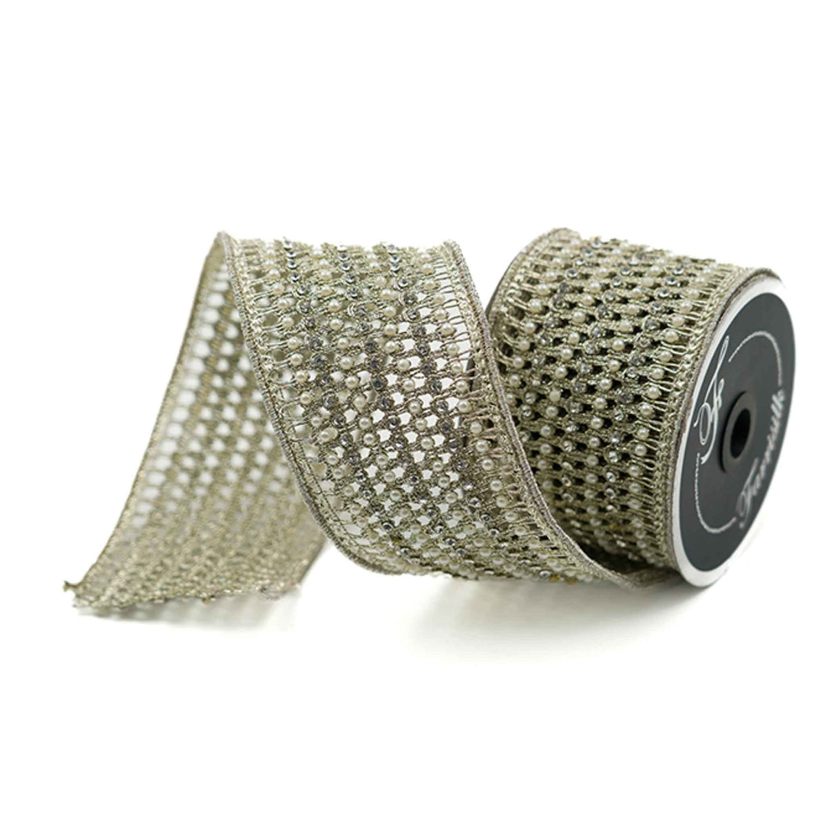 3"x5Y Platinum Victorian Pearl Ribbon