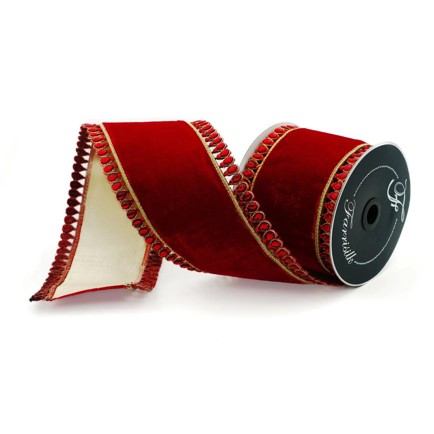 4"x5Y Red Jewel Plumes Ribbon