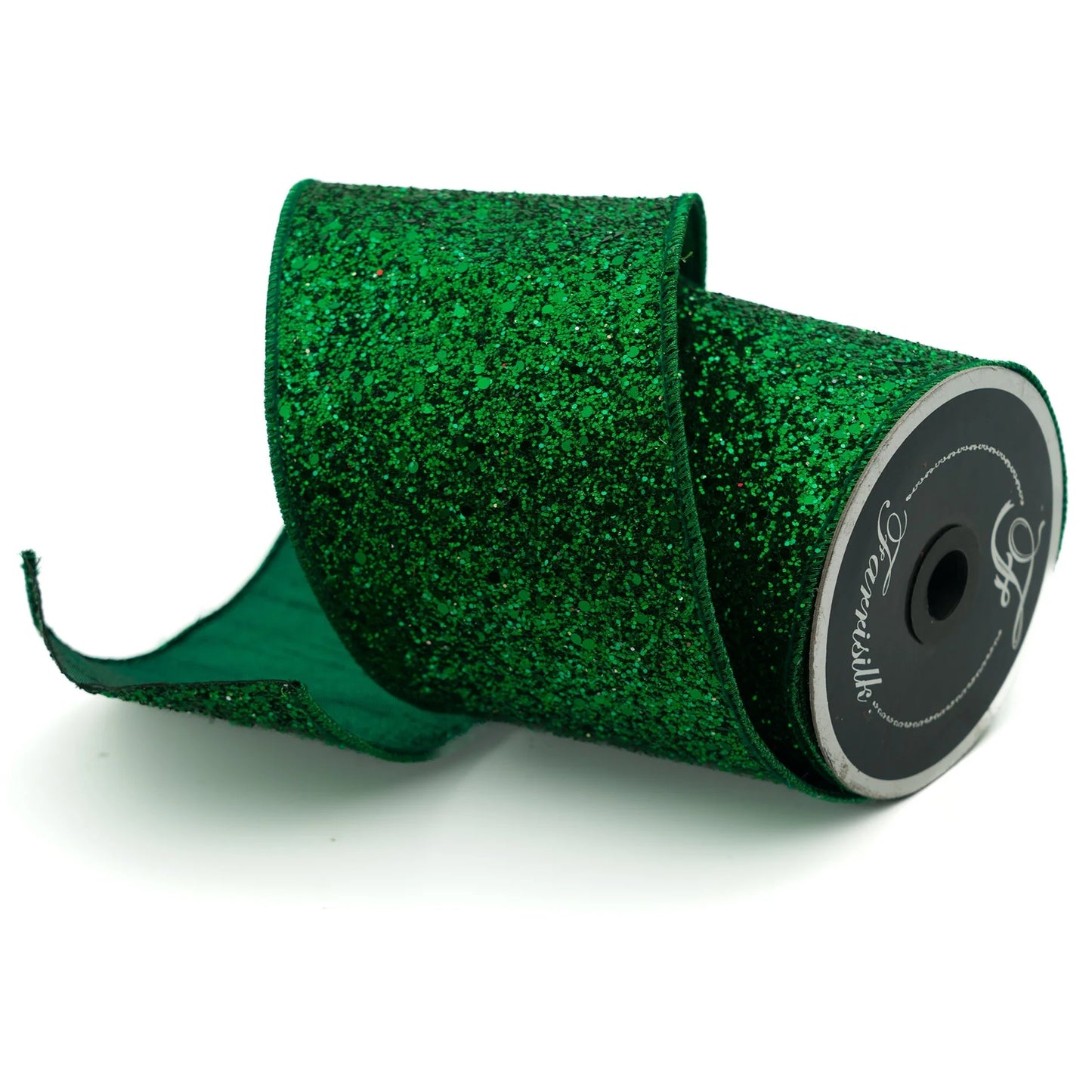 4"x10Y Emerald Chunky Glitter Ribbon