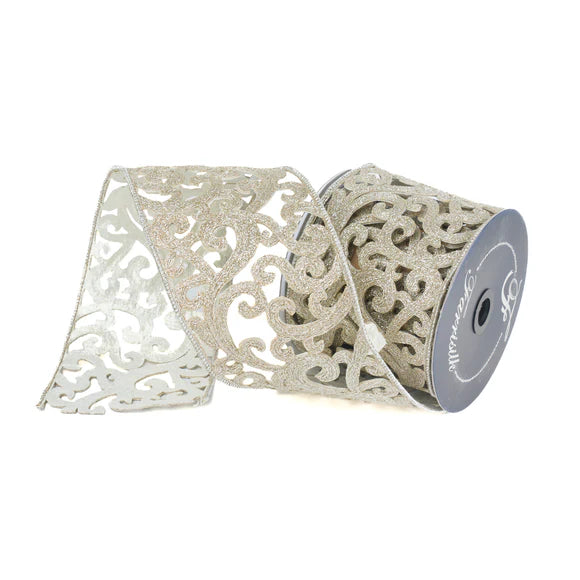 4"x5Y Platinum Heirloom Lace Ribbon