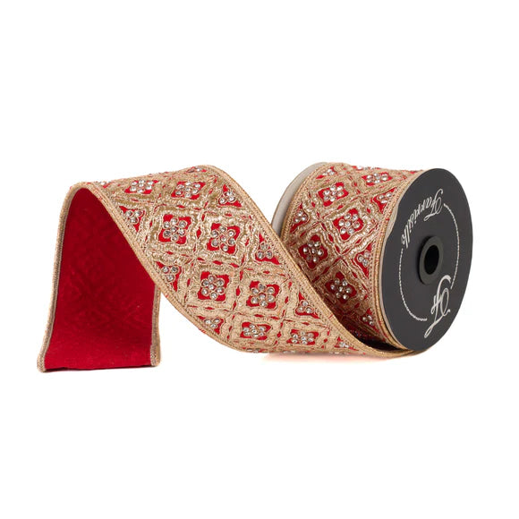 3"x5Y Red Heirloom Tapestry Ribbon