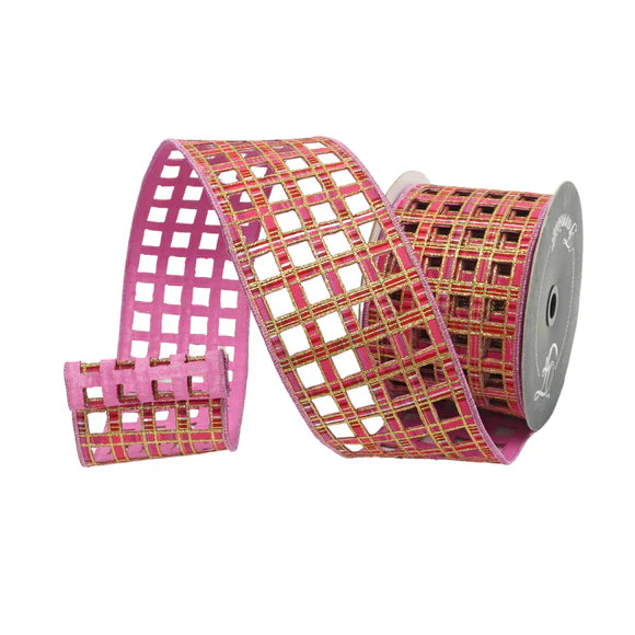 4"x5Y Light Pink Window Plaid Ribbon
