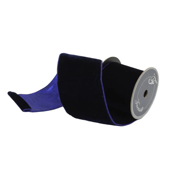 4"x10Y Navy Blue Velvet Luster Ribbon