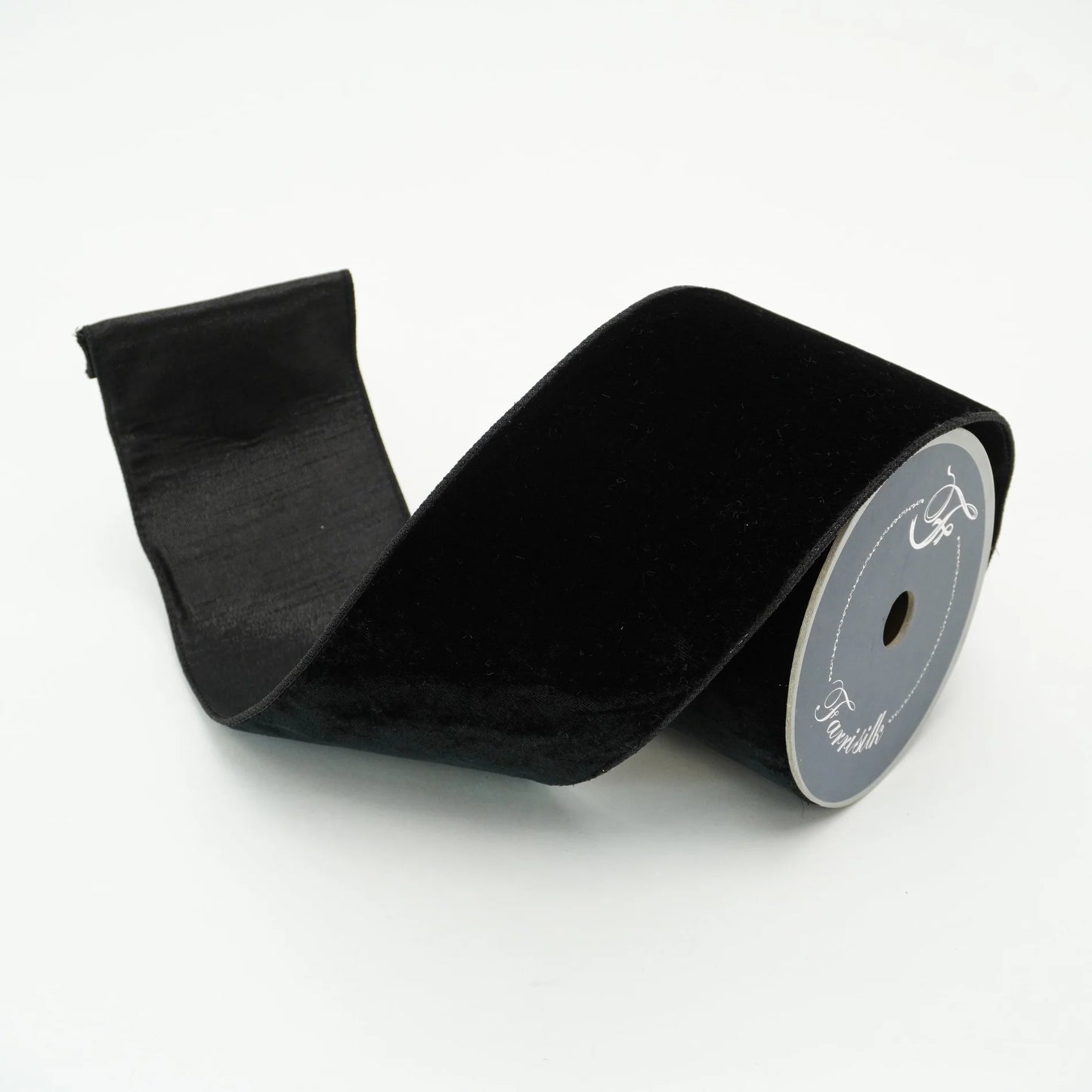 4"x10Y Black Ribbon Velvet Luster