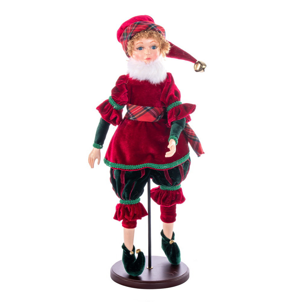 18" Fairy Girl Red Plaid w/ Stand