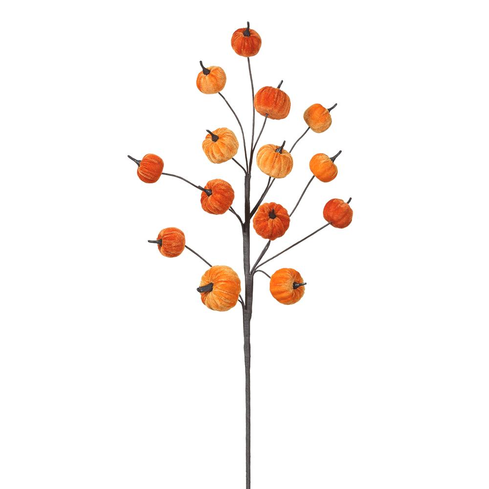 30" Velvet Pumpkin Spray Orange