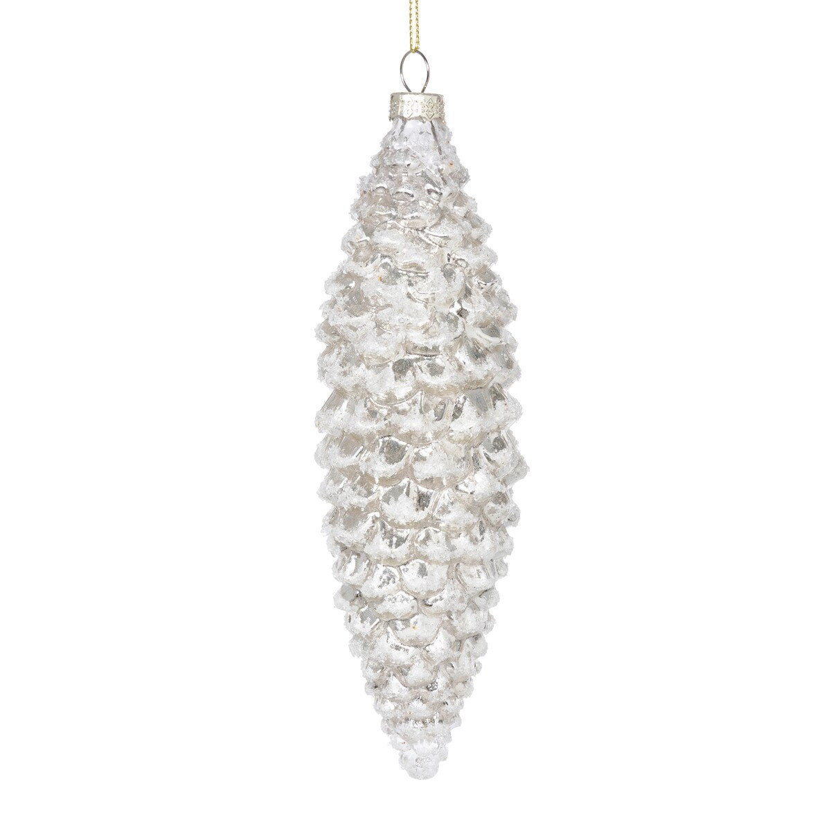 7" Frosted Pine Cone Pinnacle Glass Ornament