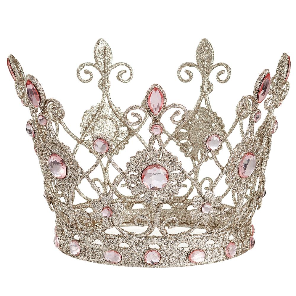 6" Rhinestone Crown Glittered Blush Champagne