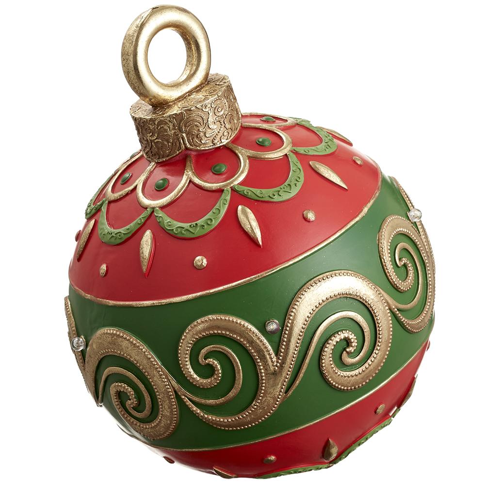 13.5" LED Tabletop Ornament Red Green