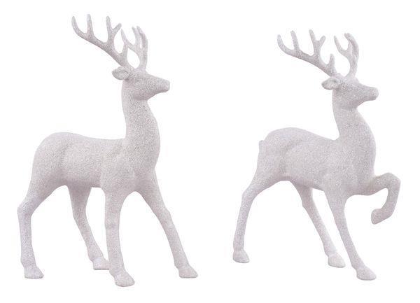 White deer figurine with silver accents.