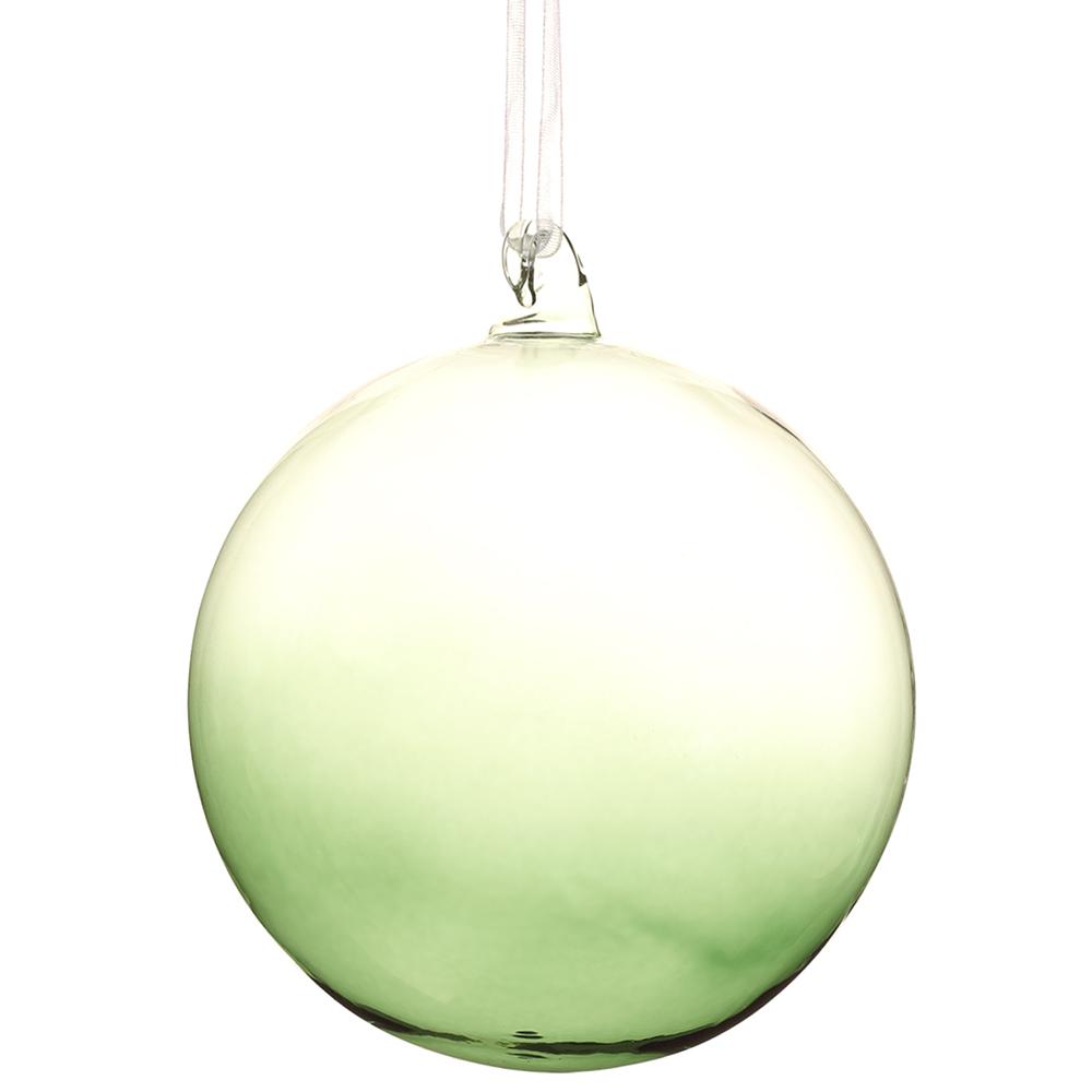 4" Clear Green Glass Ball Ornament