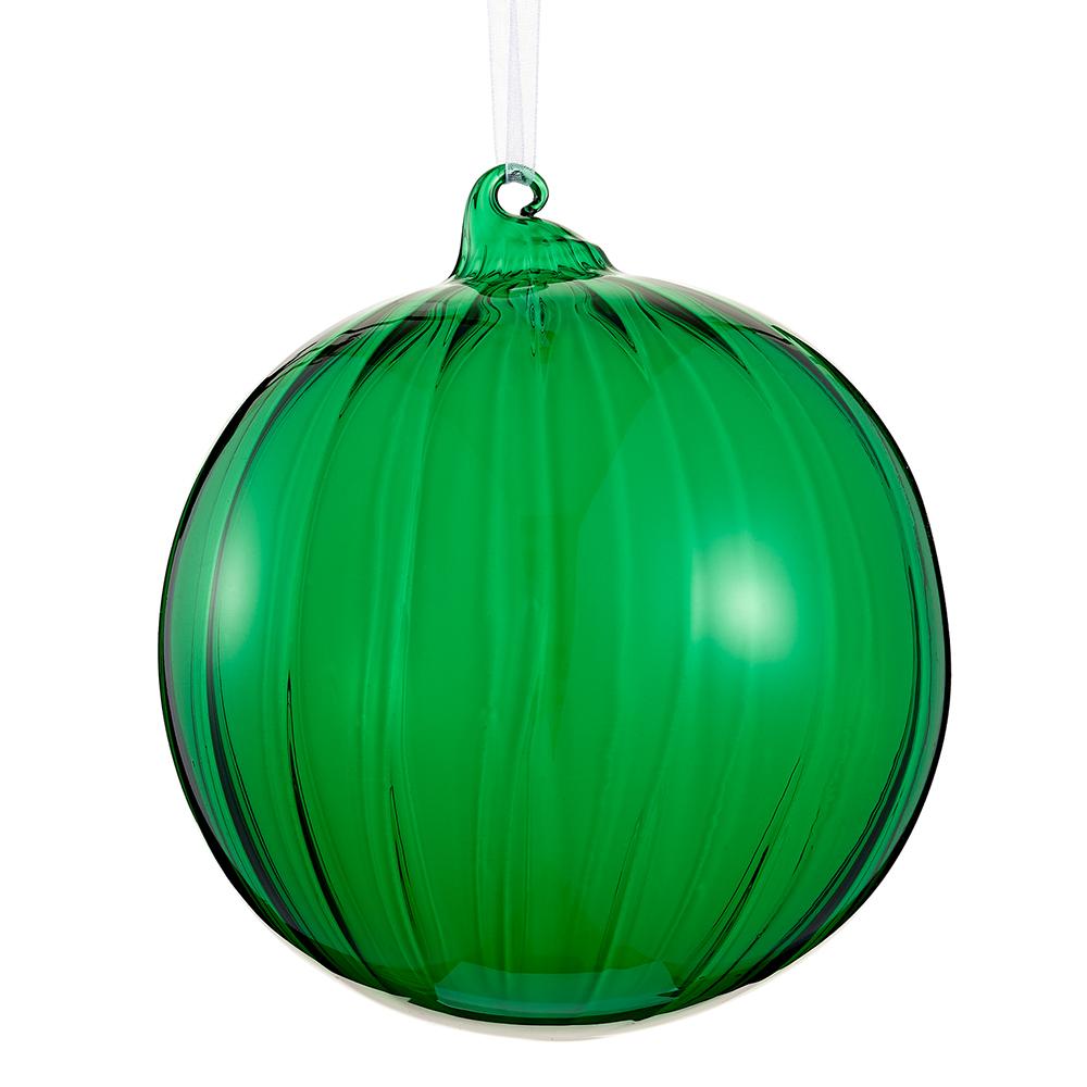 6" Green Swirl Glass Ball Ornament