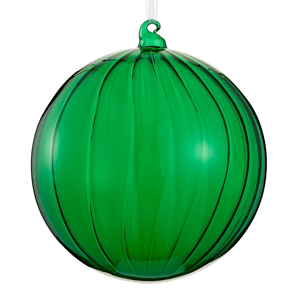 8" Green Swirl Glass Ball Ornament