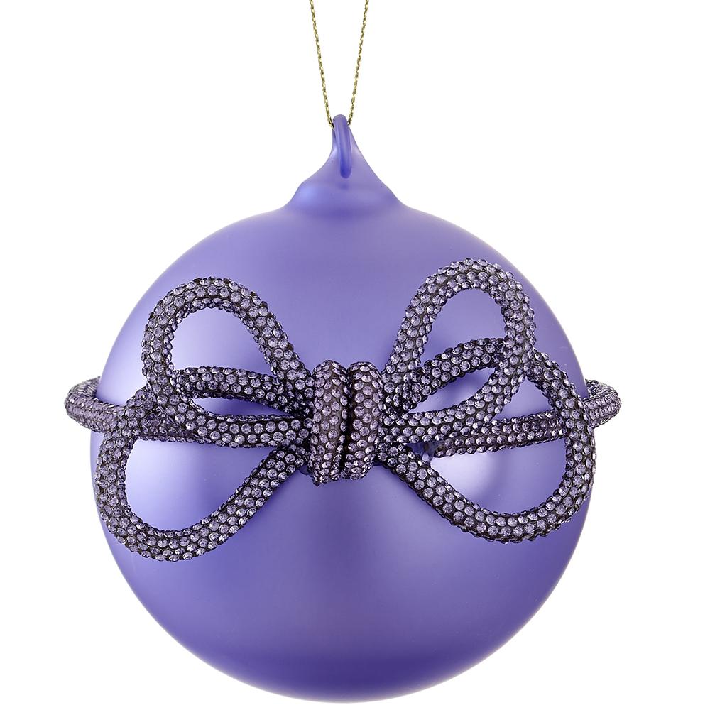 4.5" Lavender Diamond Trim Glass Ball Ornament