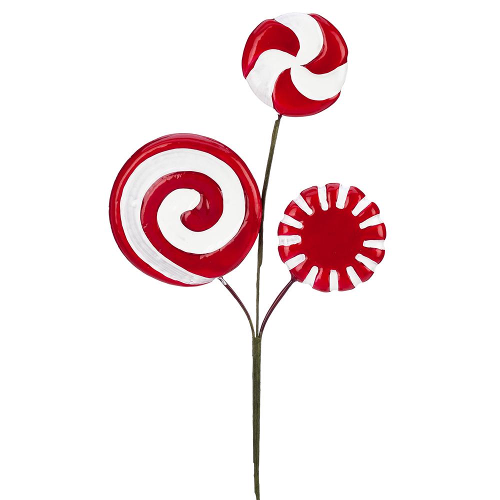 15" Peppermint Candy Pick Red White