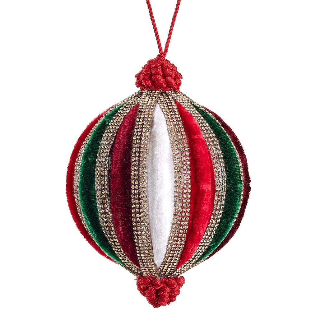 4" Red Green Gem Velvet Ornament