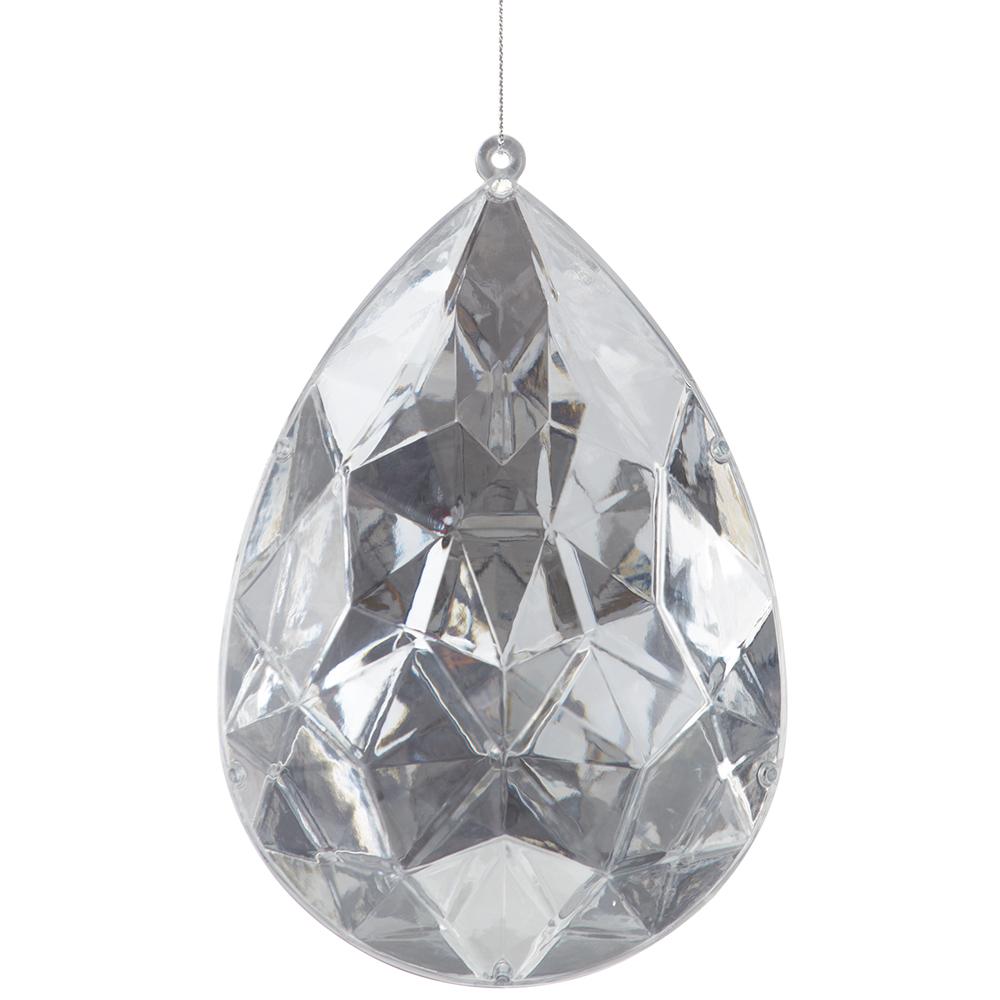 6" Silver Gem Ornament Plastic
