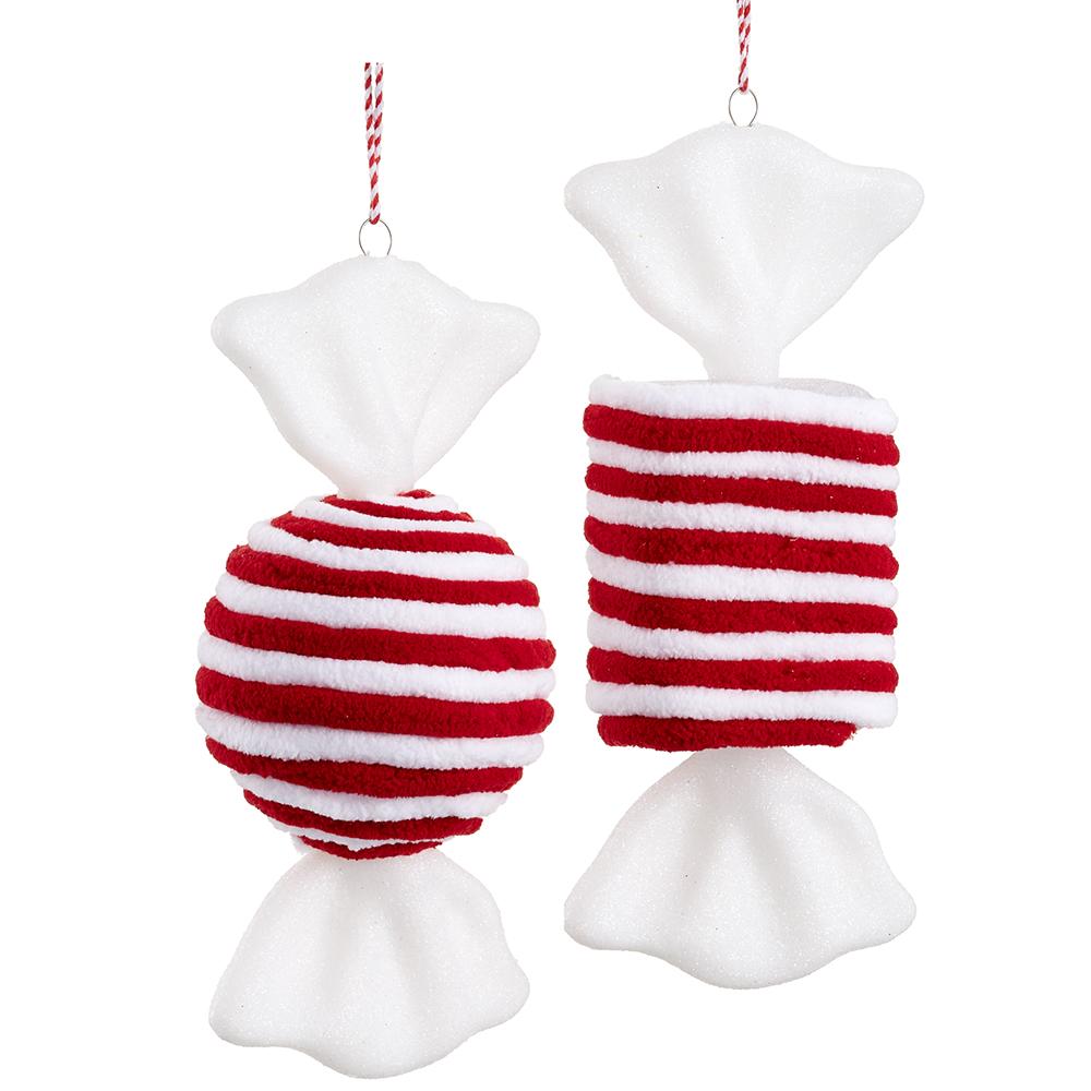 7" Candy Peppermint Ornament Red White