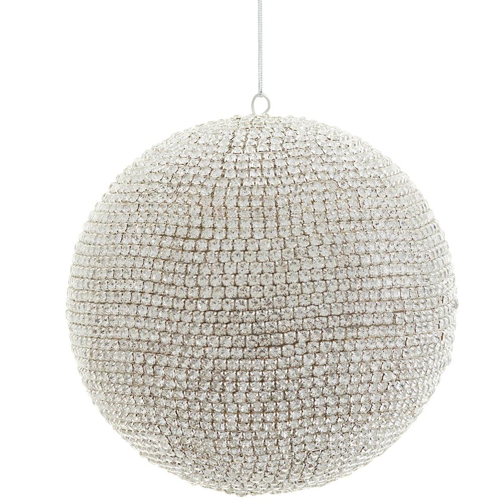 8" Silver Diamond Ball Ornament