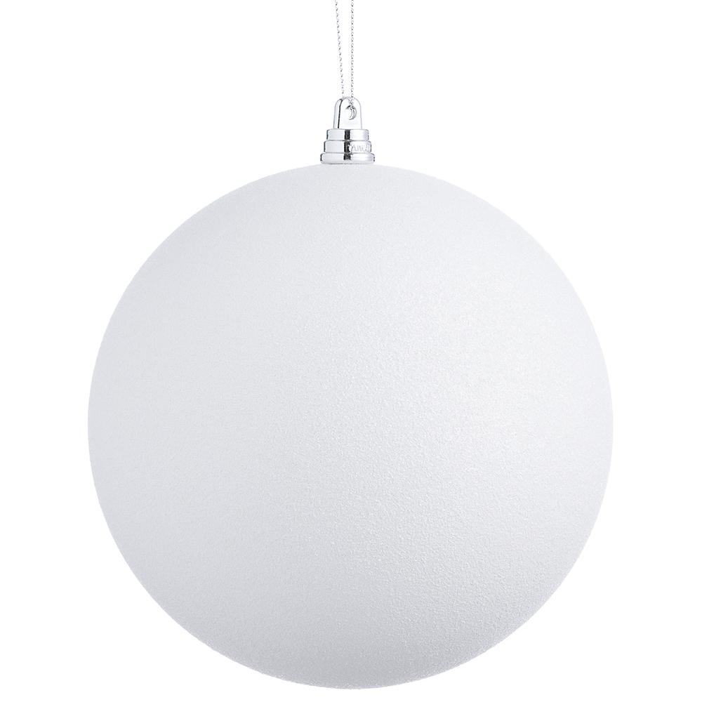 6" White Glitter Ball Ornament