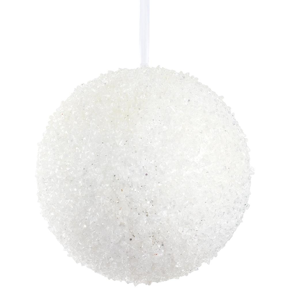 10" White Iced Ball Ornament