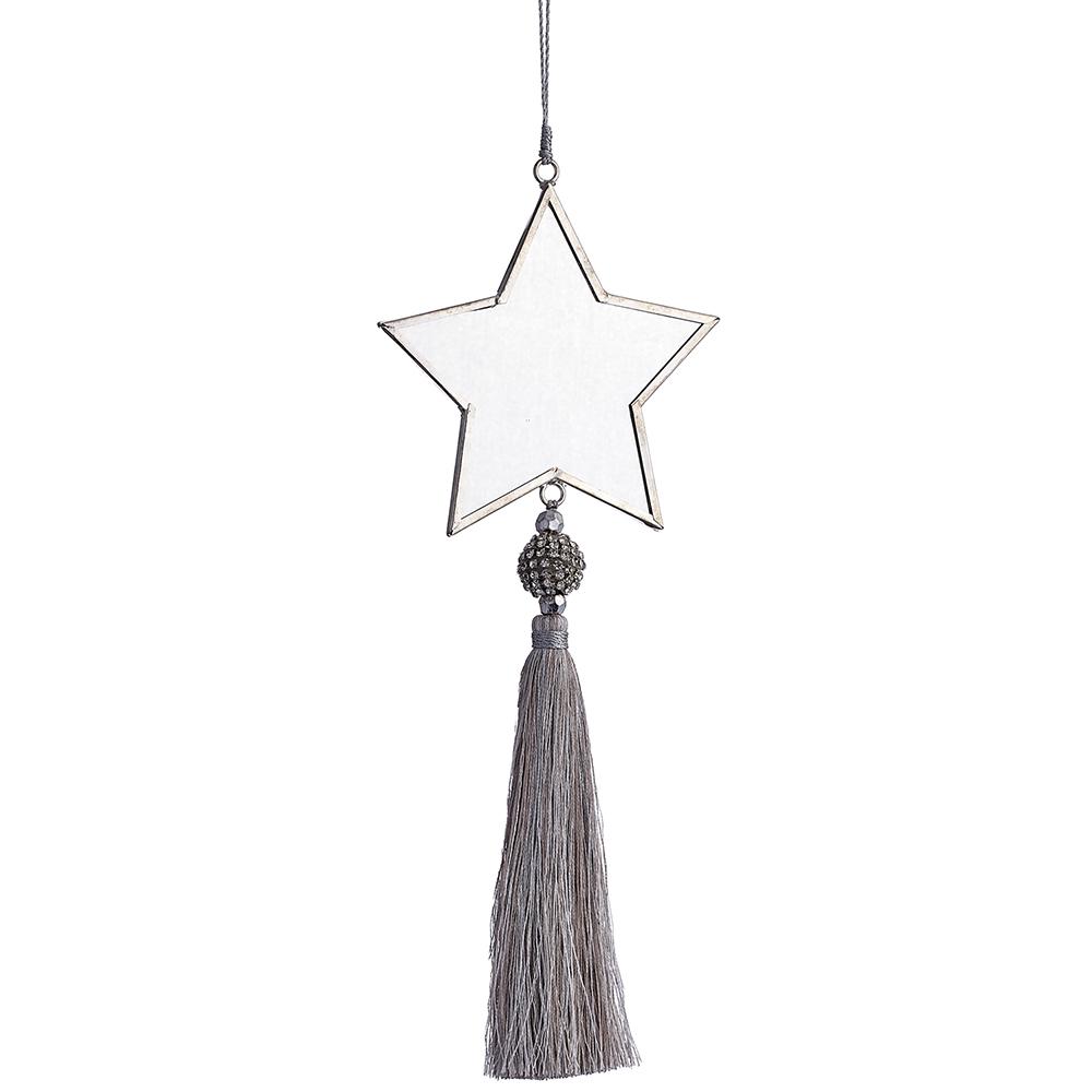 12" Silver Star Mirror Tassel
